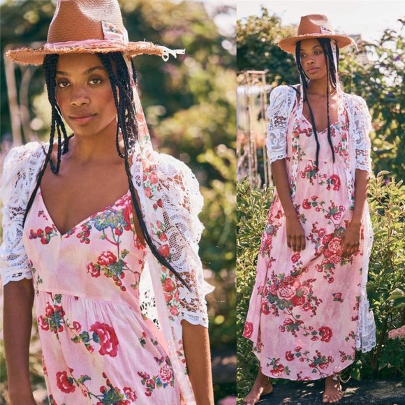 LoveShackFancy Dresses & Skirts - LoveShackFancy Faraday Maxi Slip Dress Pink Desert